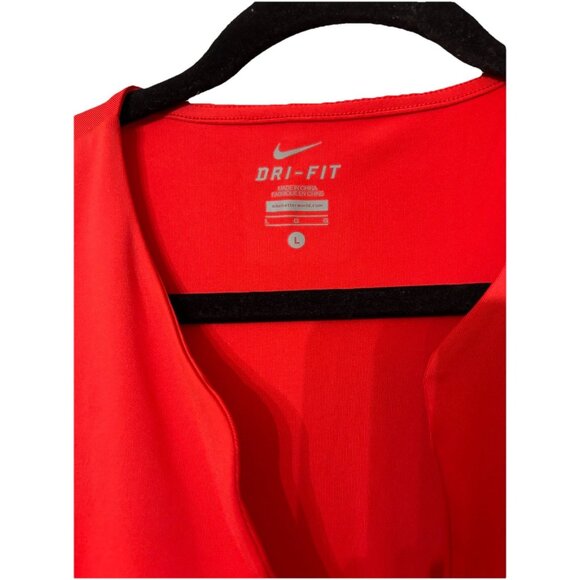Nike Dri-Fit Red Fitted Athletic Workout Shirt Top Running Gym Activewear L - Picture 4 of 5
